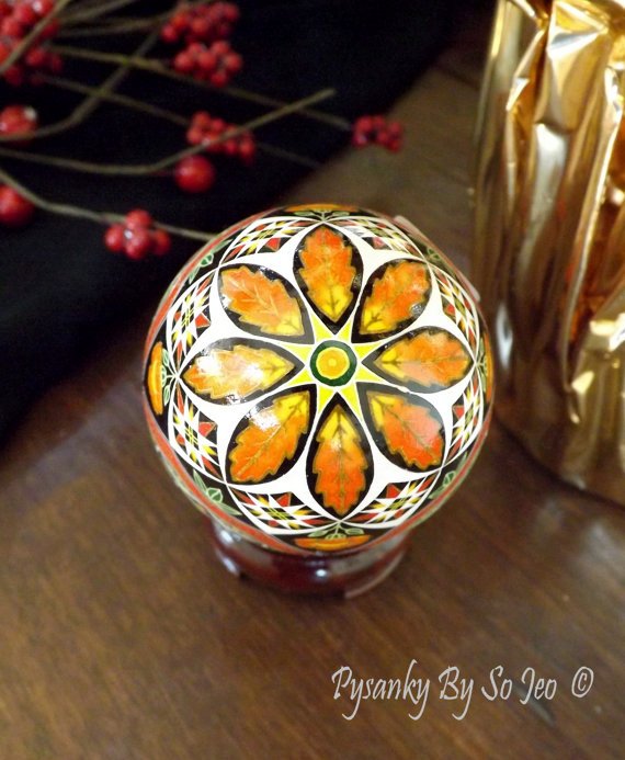 Sunset Orange Octagons Ukrainain Easter Eggs Pysanky By So Jeo